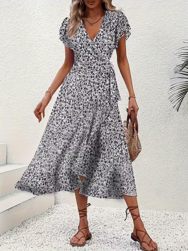 Elara | Robe portefeuille fluide et évasée