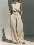 Ensemble Blouse Sans Manches et Pantalon Ample pour Femmes