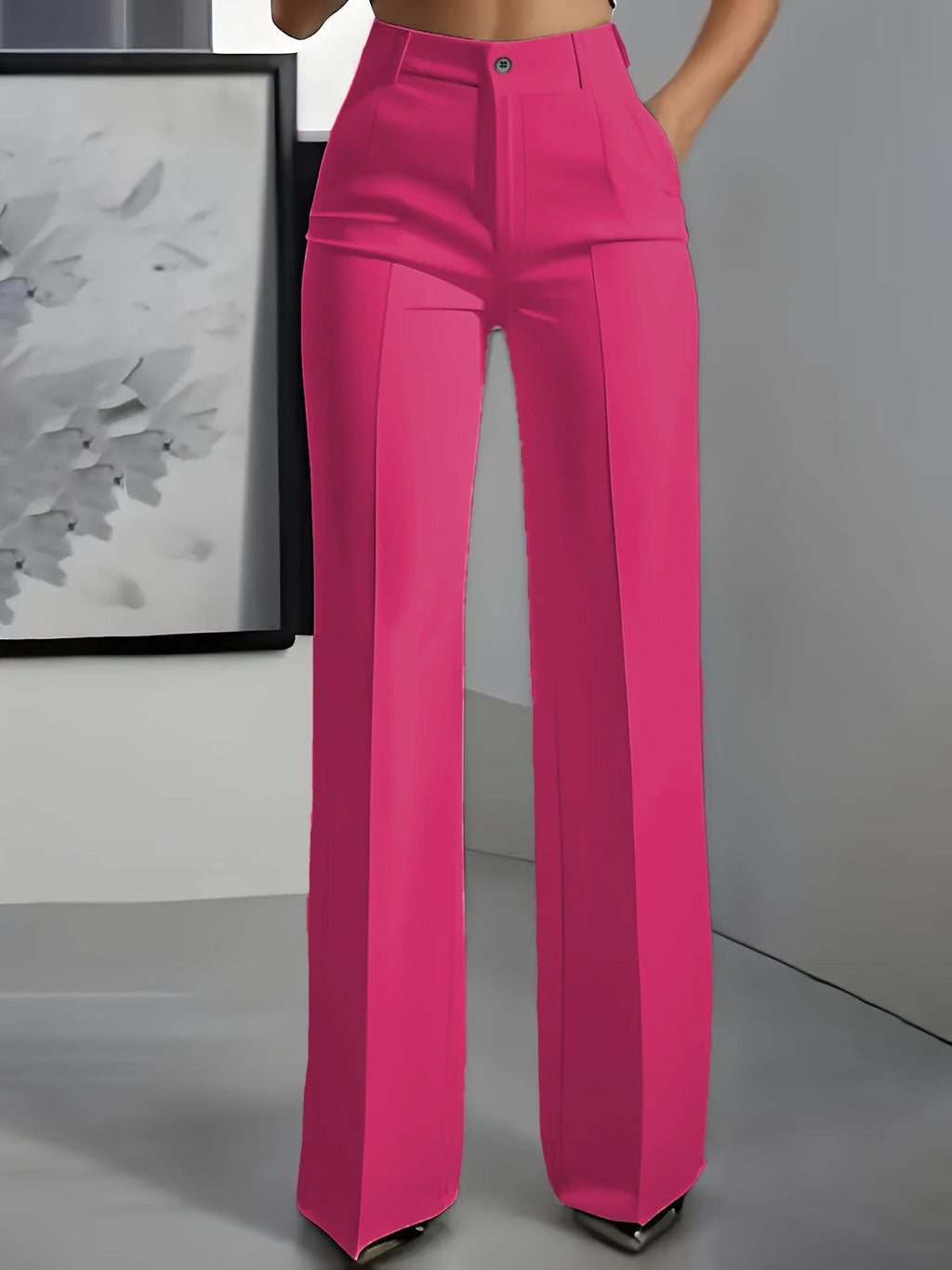 Pantalon taille haute pour femmes avec taille élastique
