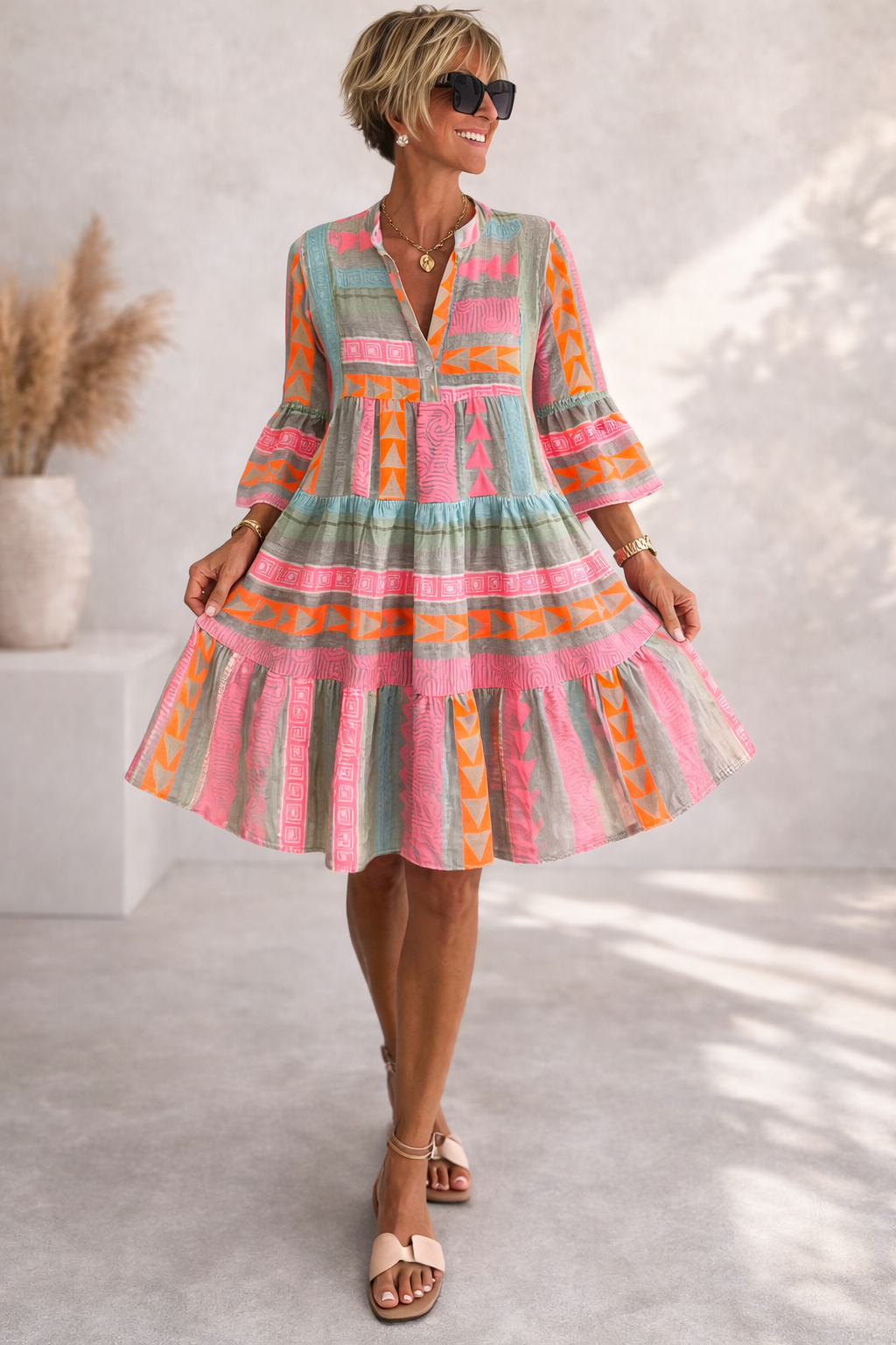 Elena | Robe midi fluide à motifs