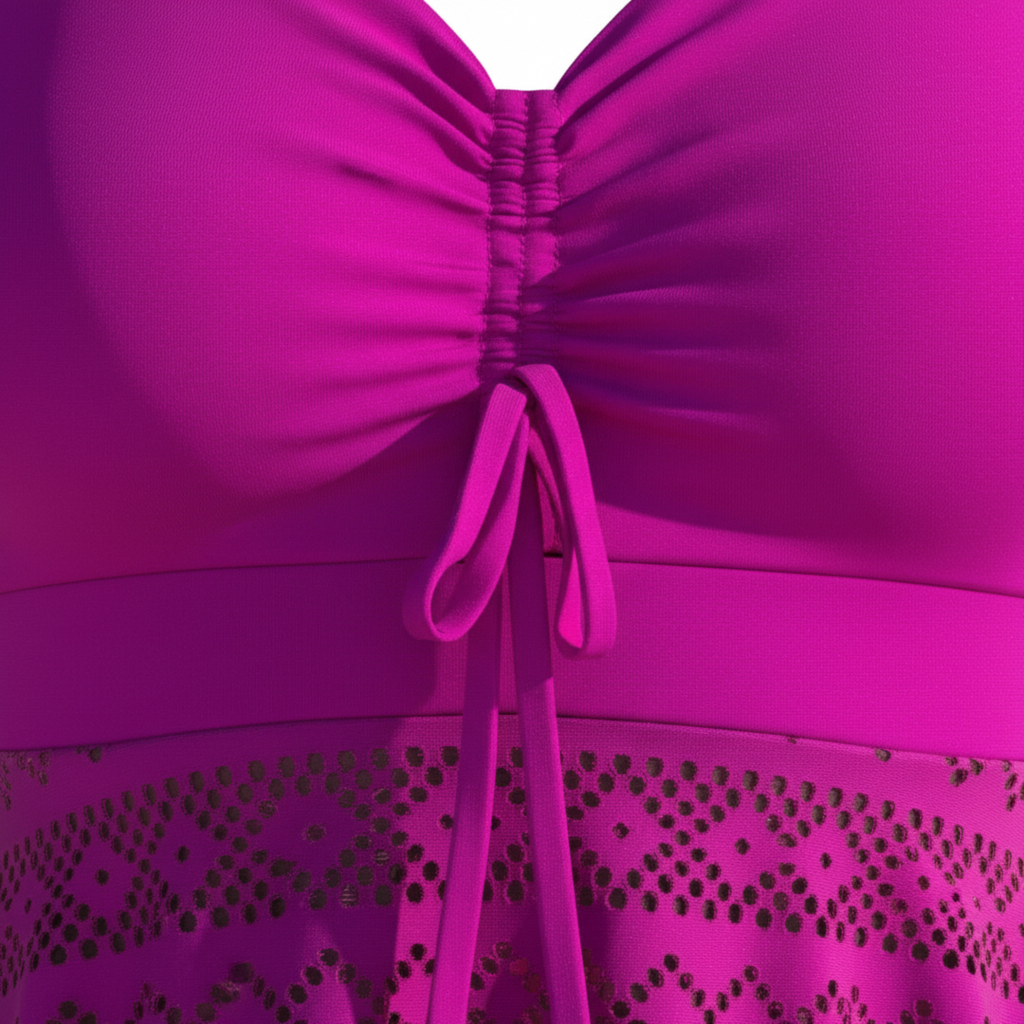 Ensemble Tankini avec Haut de Bain Jupe et Short Taille Haute pour Femme