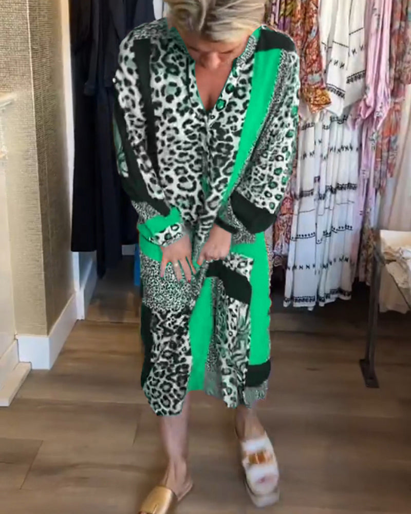 Robe à imprimé géométrique léopard