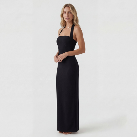 Robe extensible à col licou pour femme | Maxi
