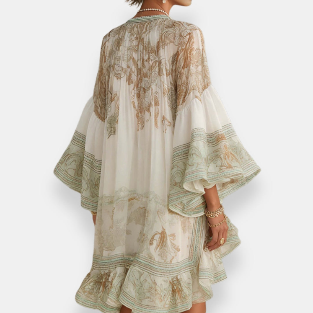 Einora | Robe fluide avec des manches bouffantes volumineuses