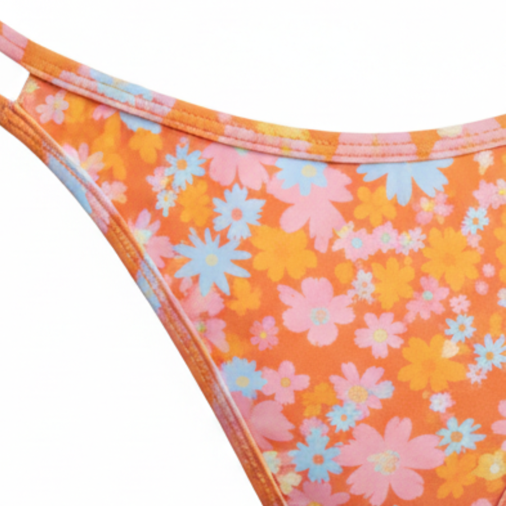 Bikini de Deux Pièces à Imprimé Fleuri avec Doubles Bretelles et Haut Triangle