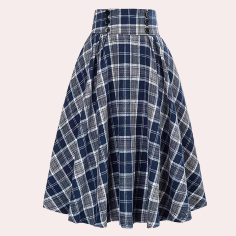 Jupe à carreaux élégante à taille haute pour femme | Midi