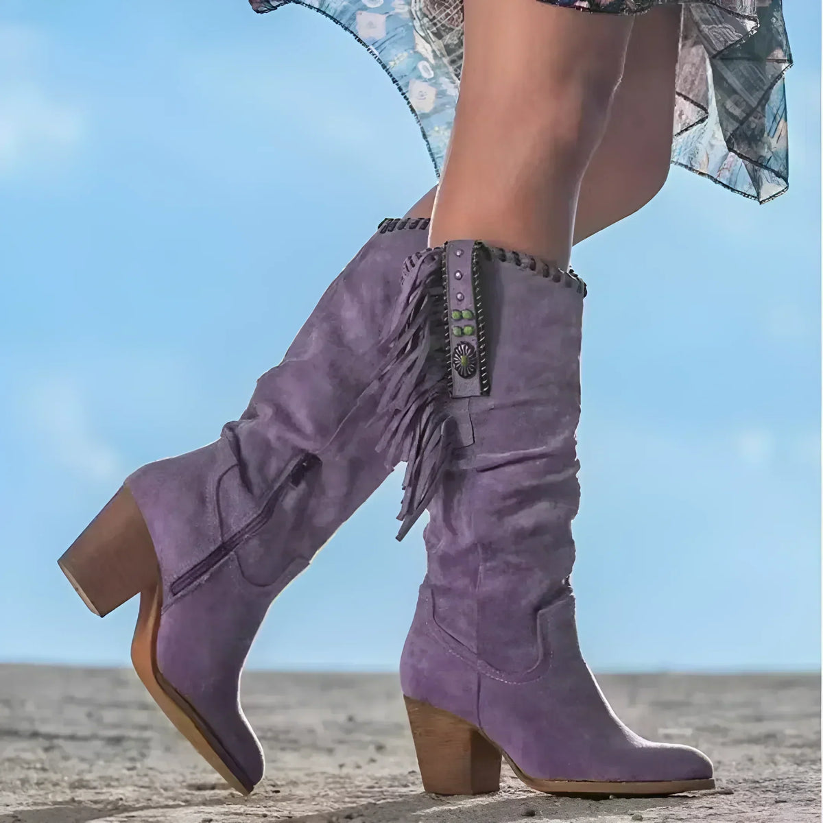 Sofia | Bottes élégantes pour femmes avec franges et talon stable