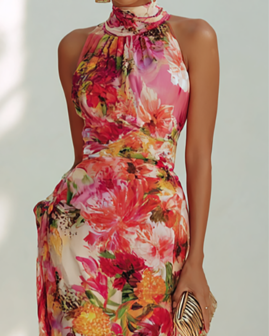 Daniefa | Robe Maxi Florale avec Décolleté Halter