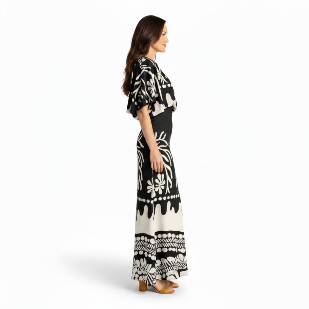 Ensemble Femme de Blouse et Jupe Longue Maxi à Motif Imprimé Deux Pièces