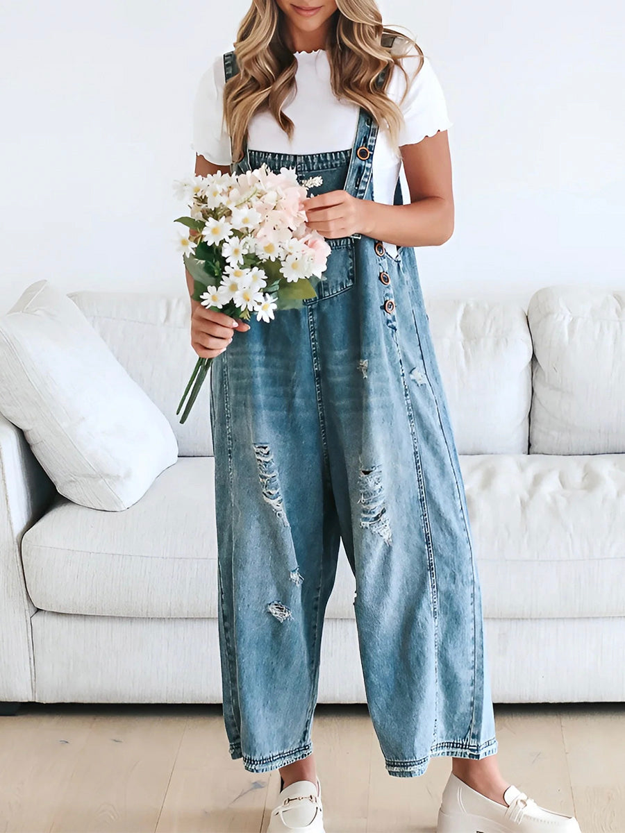 Thessa™ - Salopette en denim délavé