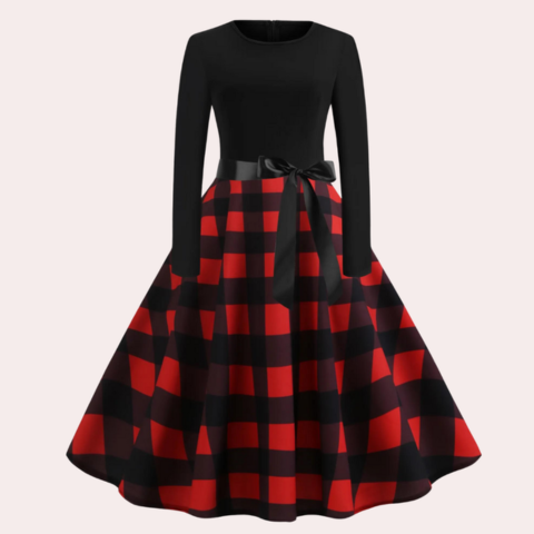 Robe à col rond à motifs floraux pour femme | Midi