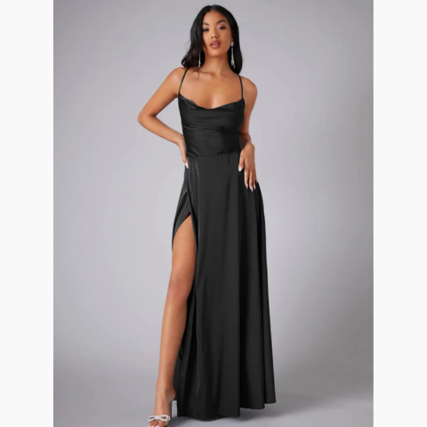Robe de soirée à fente haute pour femme | Maxi