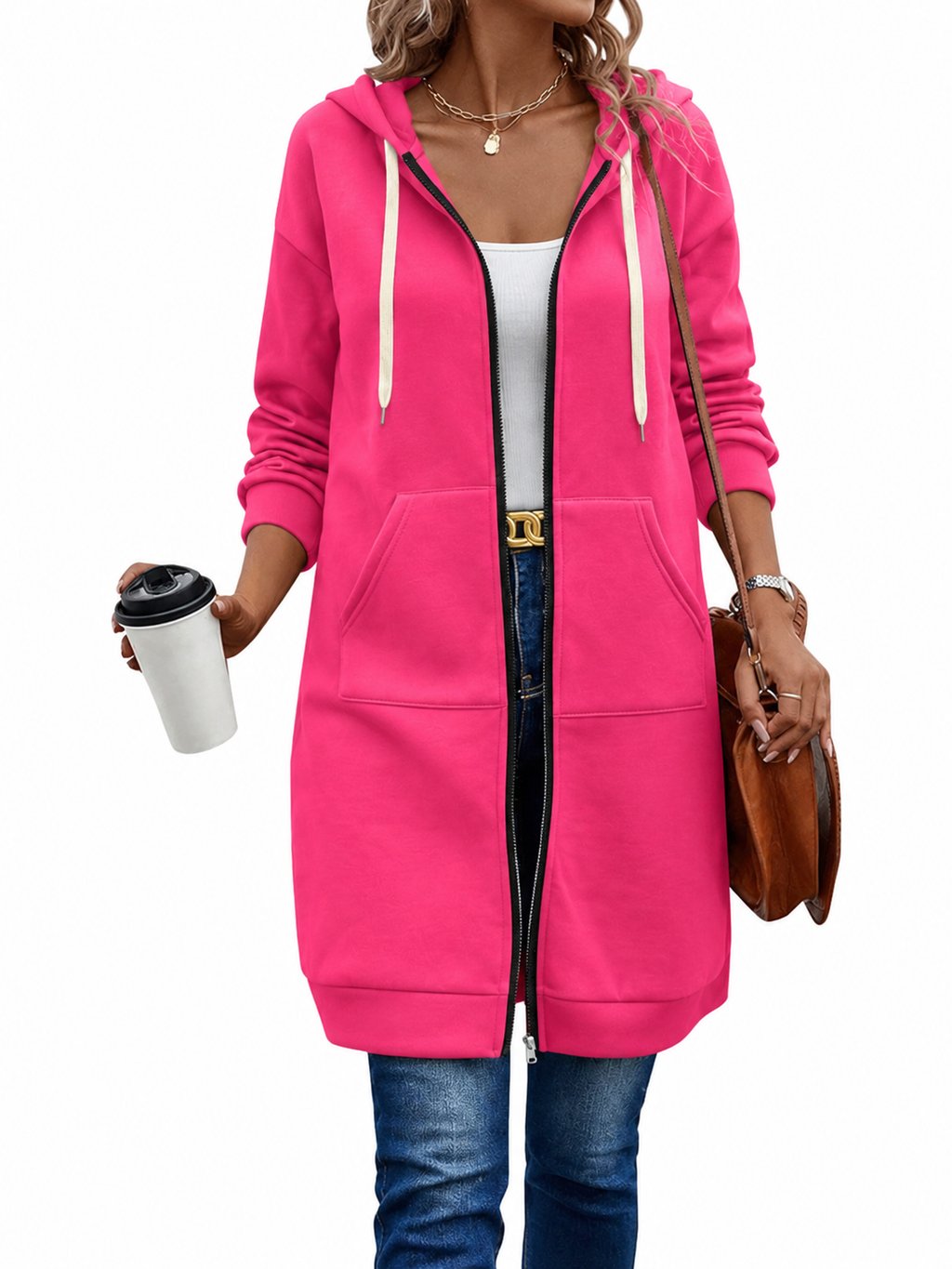 Hoodie Zippé Long Femme | Mi-Long & Confortable