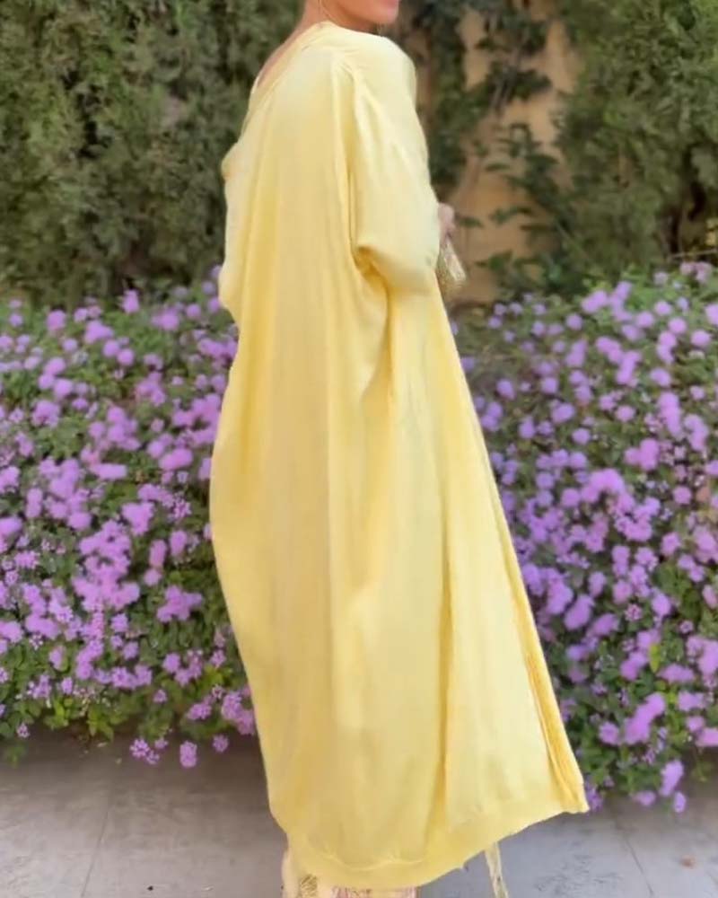 Robe Maxi Sans Manches + Ensemble Cardigan Assorti