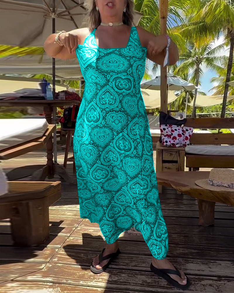 Maillot de bain sans bretelles imprimé cœur pour les vacances