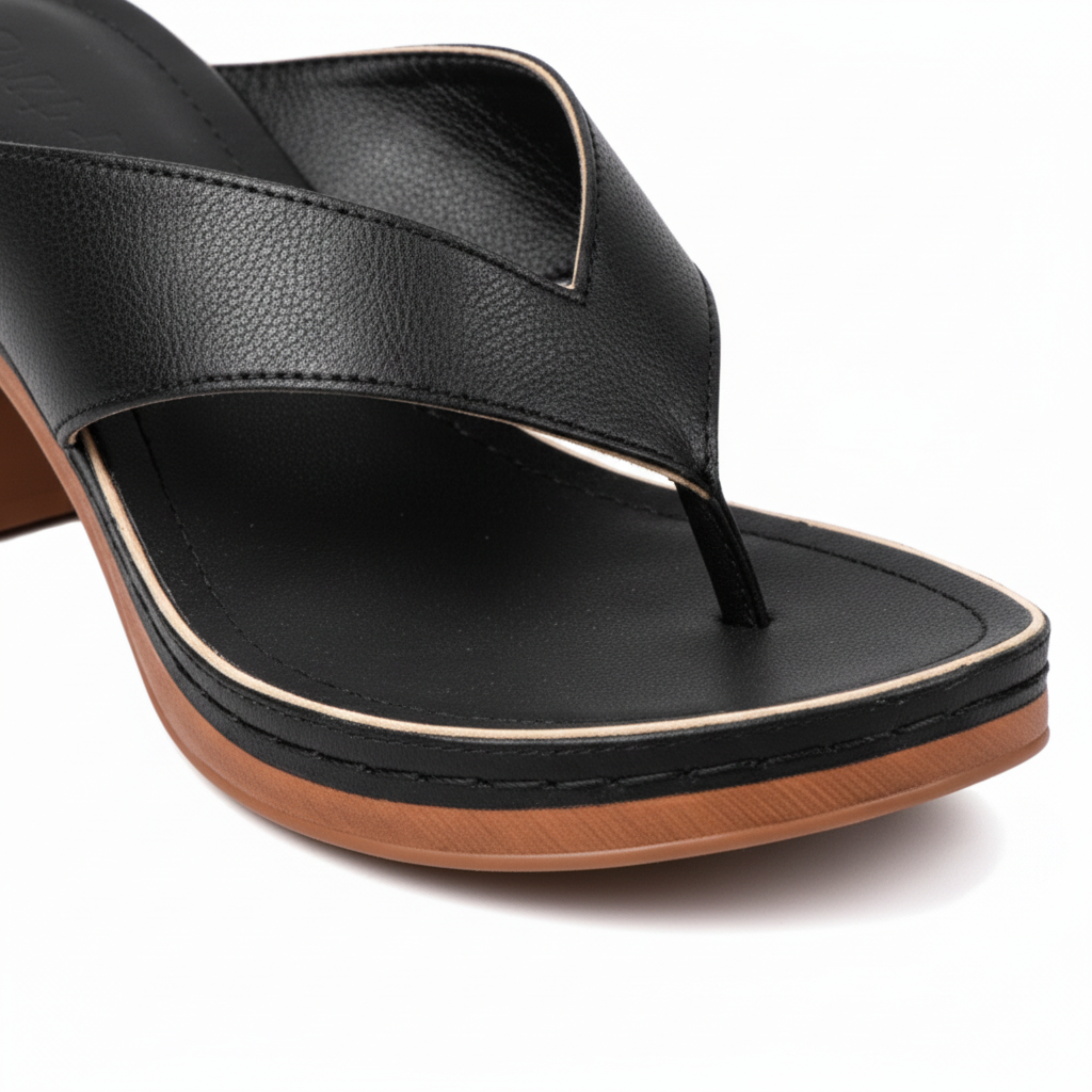 Sandales à Talons Bloc pour Femmes avec Entre-Doigts Métallisé