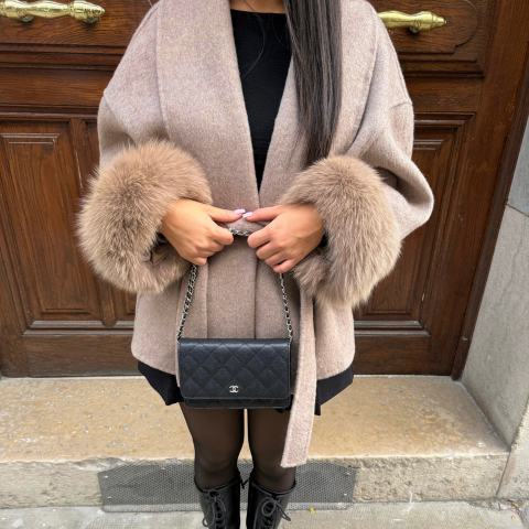 Manteau long contrasté pour femme | Hiver