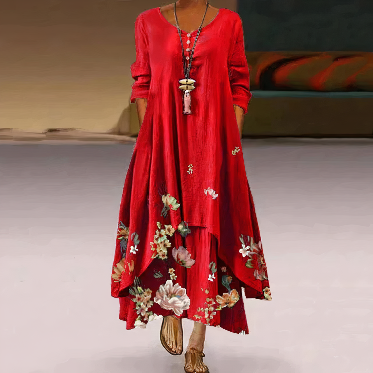 Flora | Robe Maxi Longue à Imprimé Floral pour Femmes