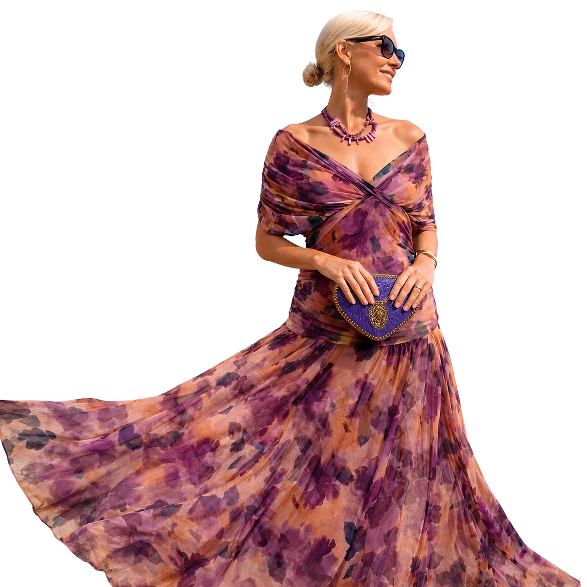 Clara | Robe de cocktail élégante pour femmes Maxi décolleté en V en chiffon