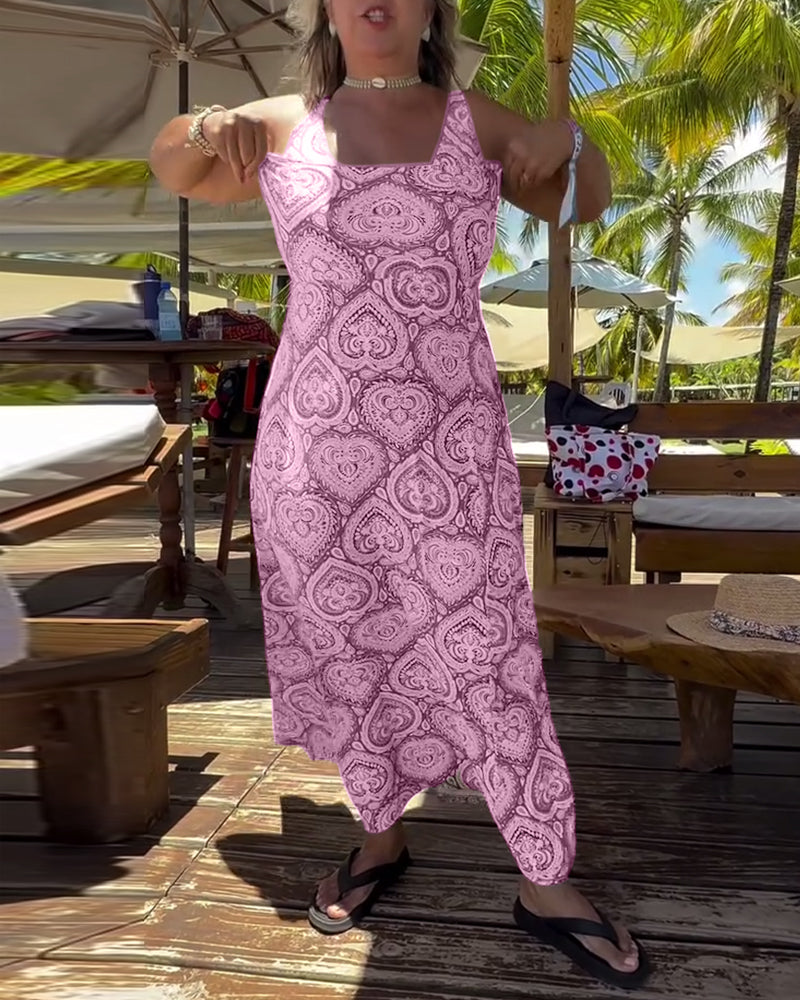 Maillot de bain sans bretelles imprimé cœur pour les vacances