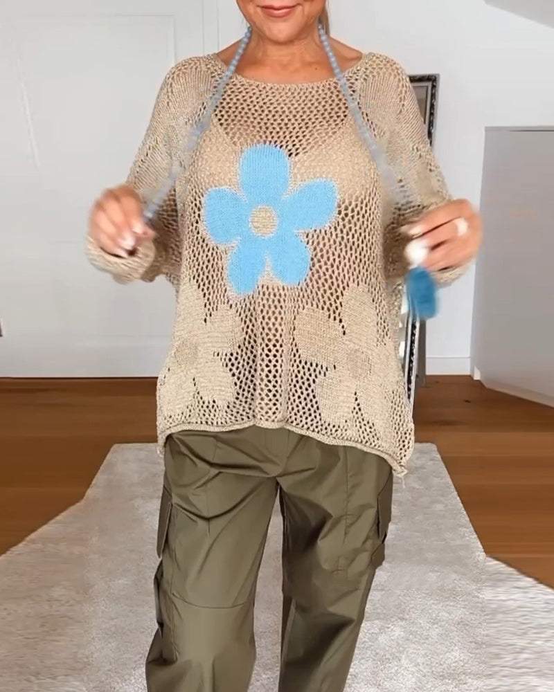 Bloom | Haut en Crochet Floral pour Femmes à Manches Longues