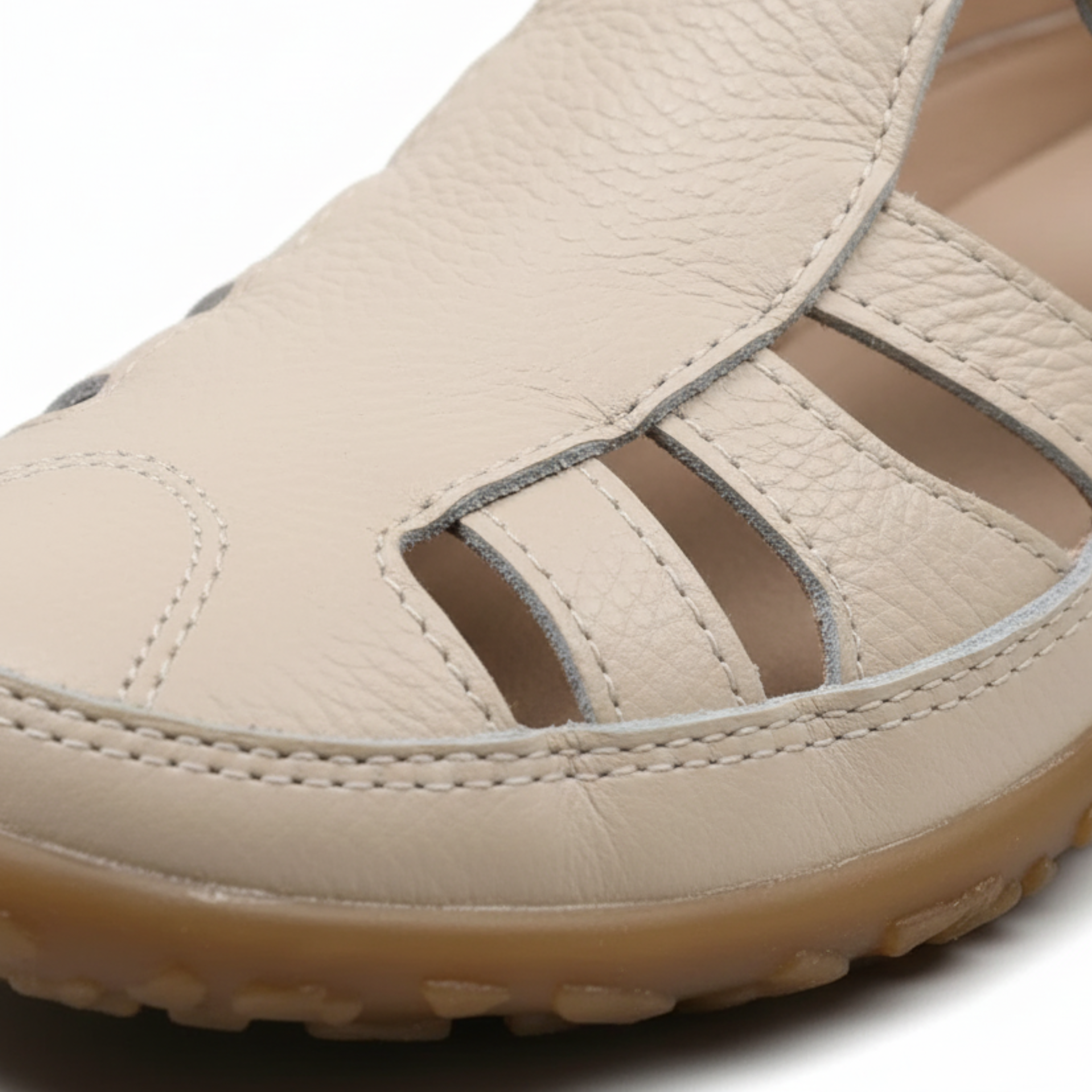 Sandales Fermées à Découpes pour Femme avec Bride Velcro et Semelle Souple
