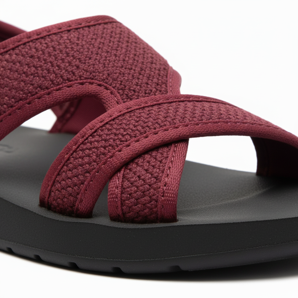 Sandales Plates de Femme avec Brides en Tissu et Semelle en Caoutchouc Antidérapante
