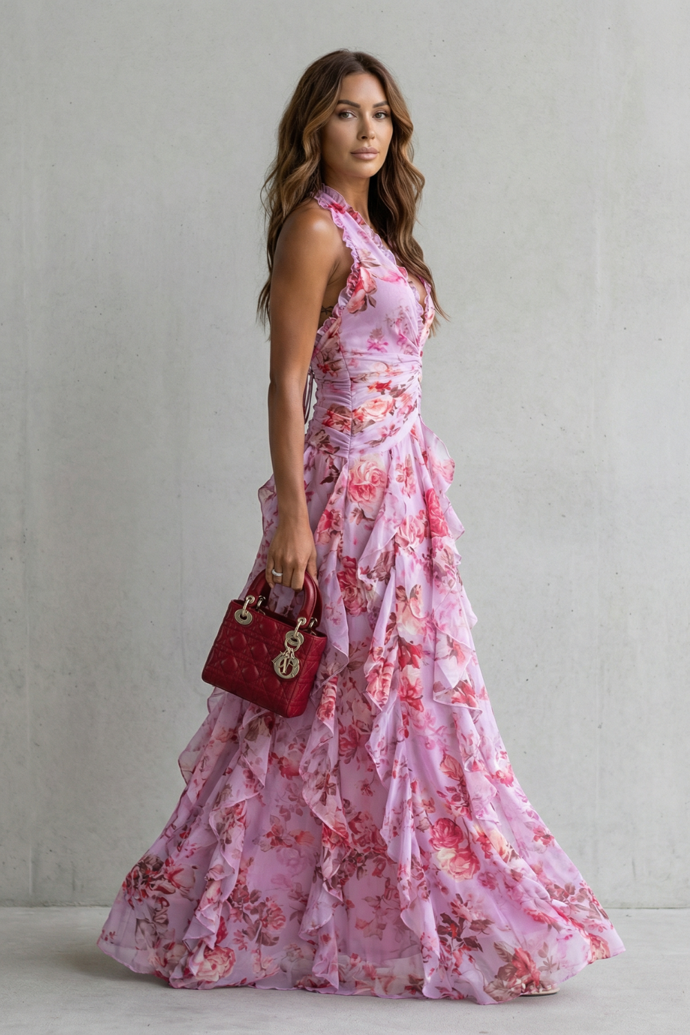 Belladina | Robe Maxi Florale pour Femmes avec Volants