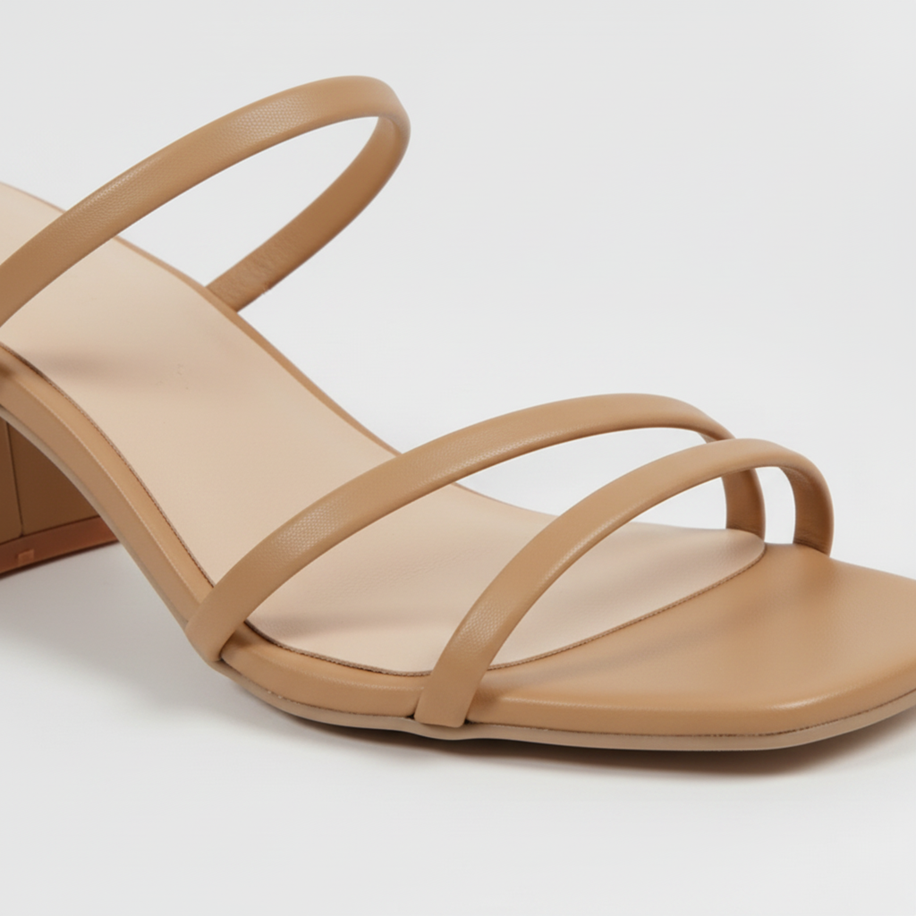 Sandales à Talon Carré pour Femme Chaussures à Brides et Bout Carré