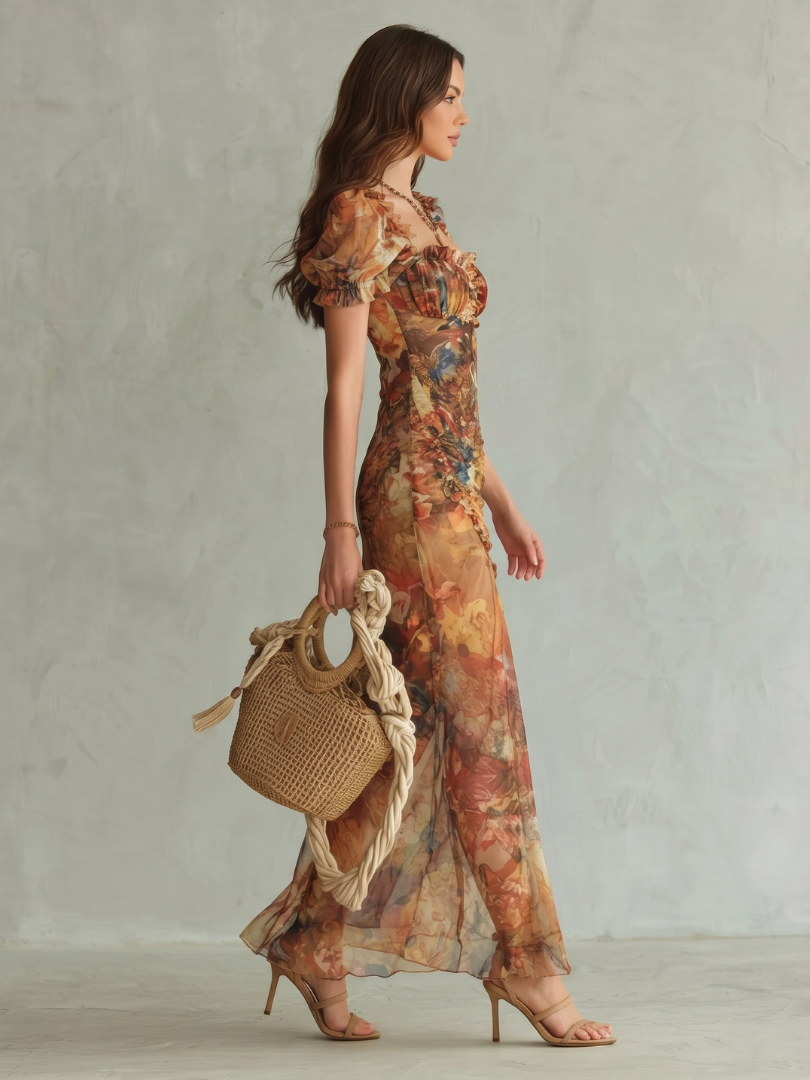 Ciel | Robe midi à volants et fente