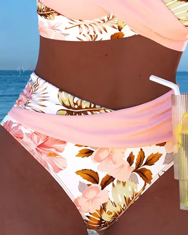 Bikini Floral Contrast Découpé