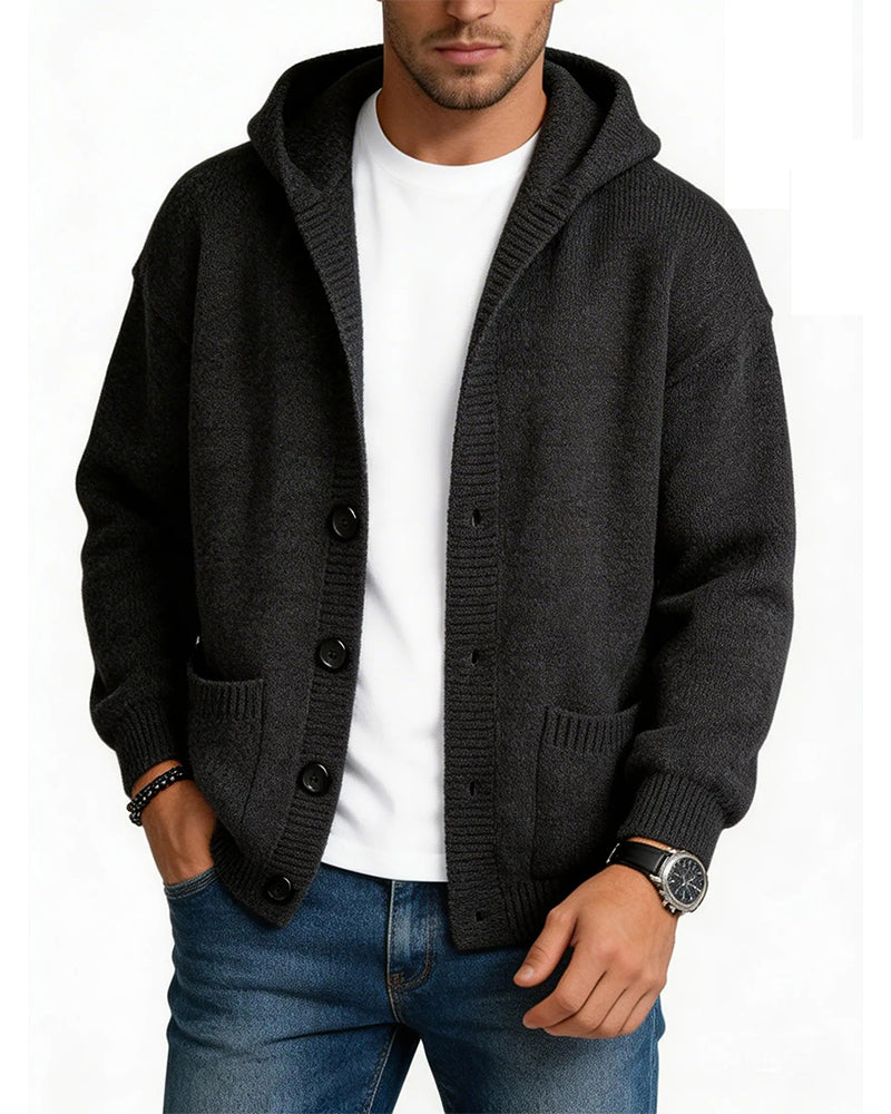 Cardigan Capuche Bouton Poche Homme