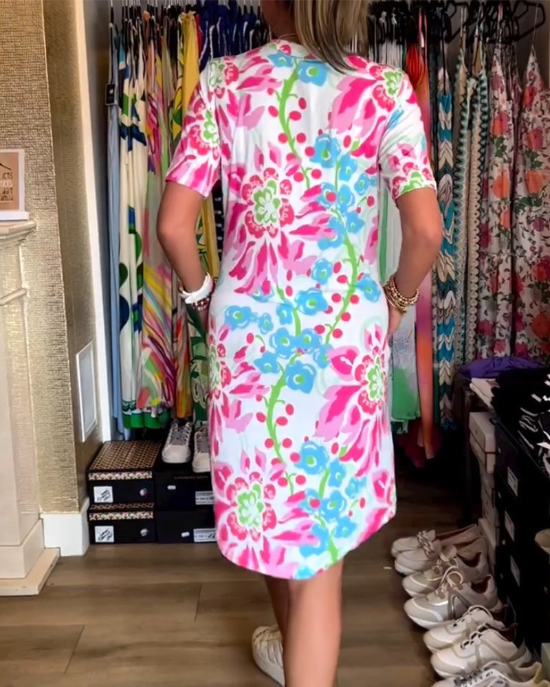 Federica™ - Robe à manches courtes avec imprimé floral