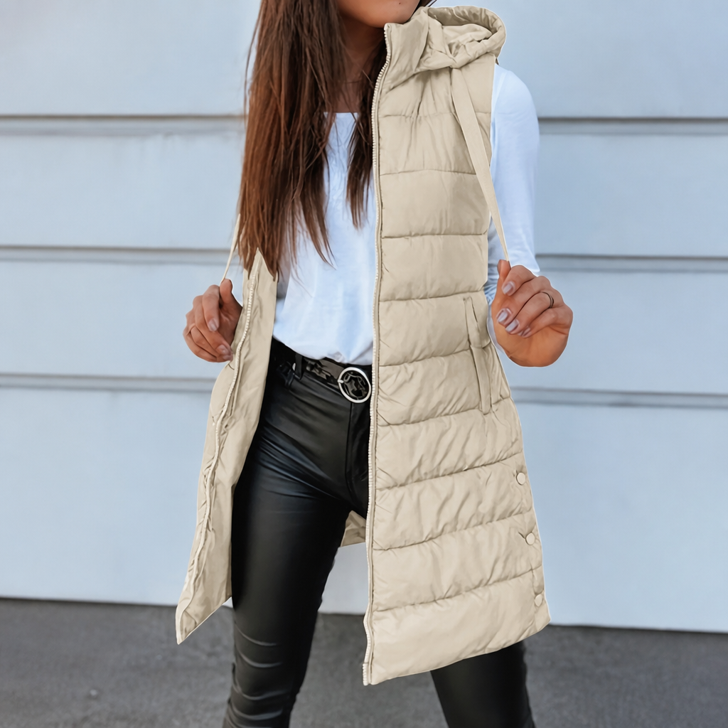 Amelie | Gilet Puffer Long Élégant et Polyvalent pour Femmes