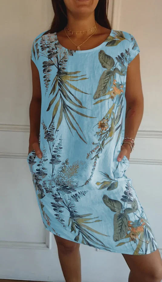 Robe d'été pour femmes avec poches et imprimé vif