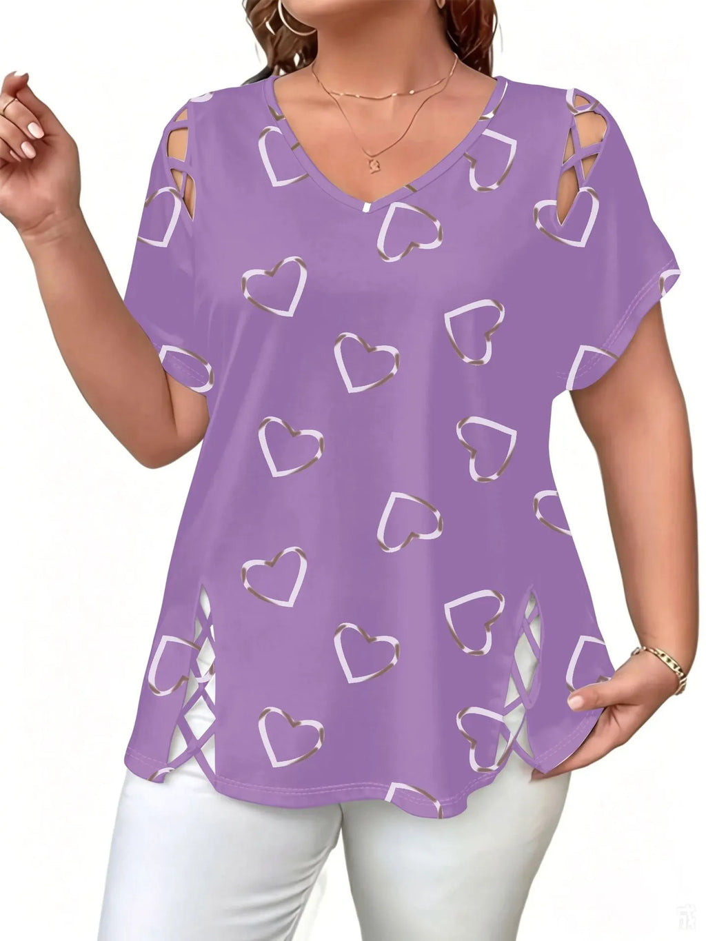 Anelisse | Blouse d'été avec décolleté en V et imprimé cœur