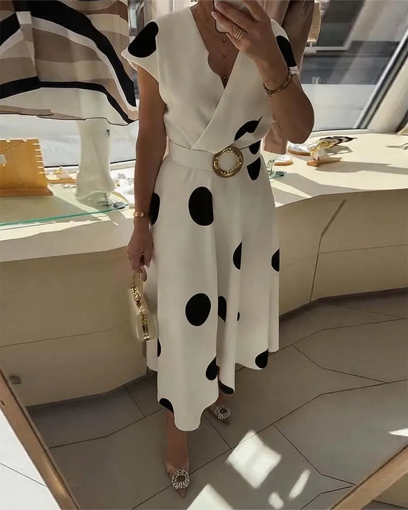 Glessia | Robe à pois avec ceinture à la taille