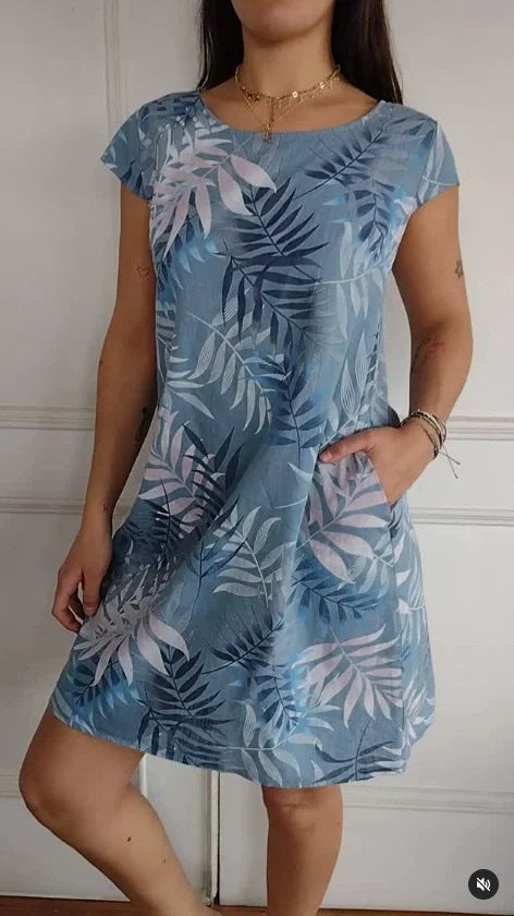 Robe d'été pour femmes avec poches et imprimé vif