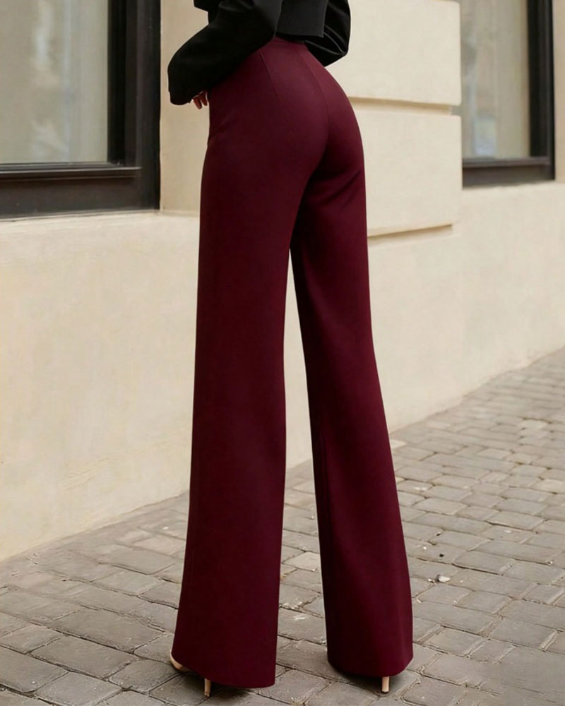 Pantalons de Costume Drapés Taille Haute