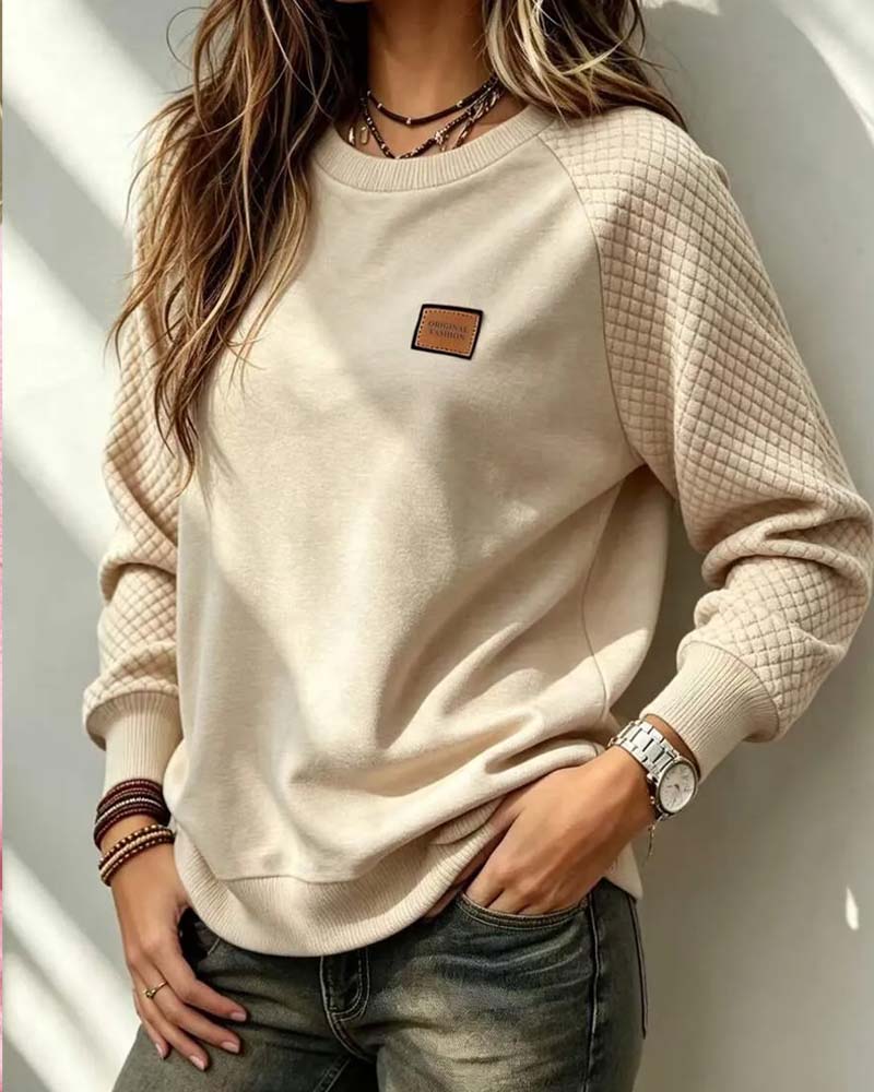 Pull en sweat à col rond avec manches raglan en argyle
