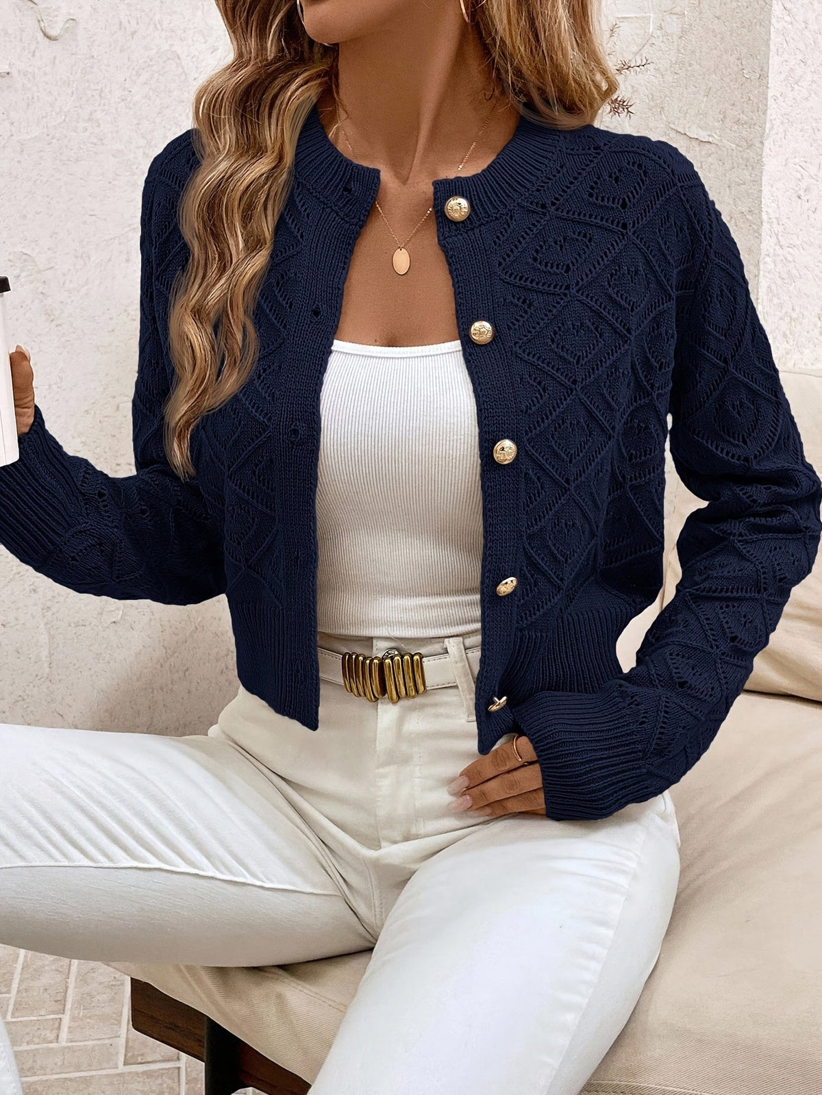Martine - Gilet Élegant en Tricot avec Boutons