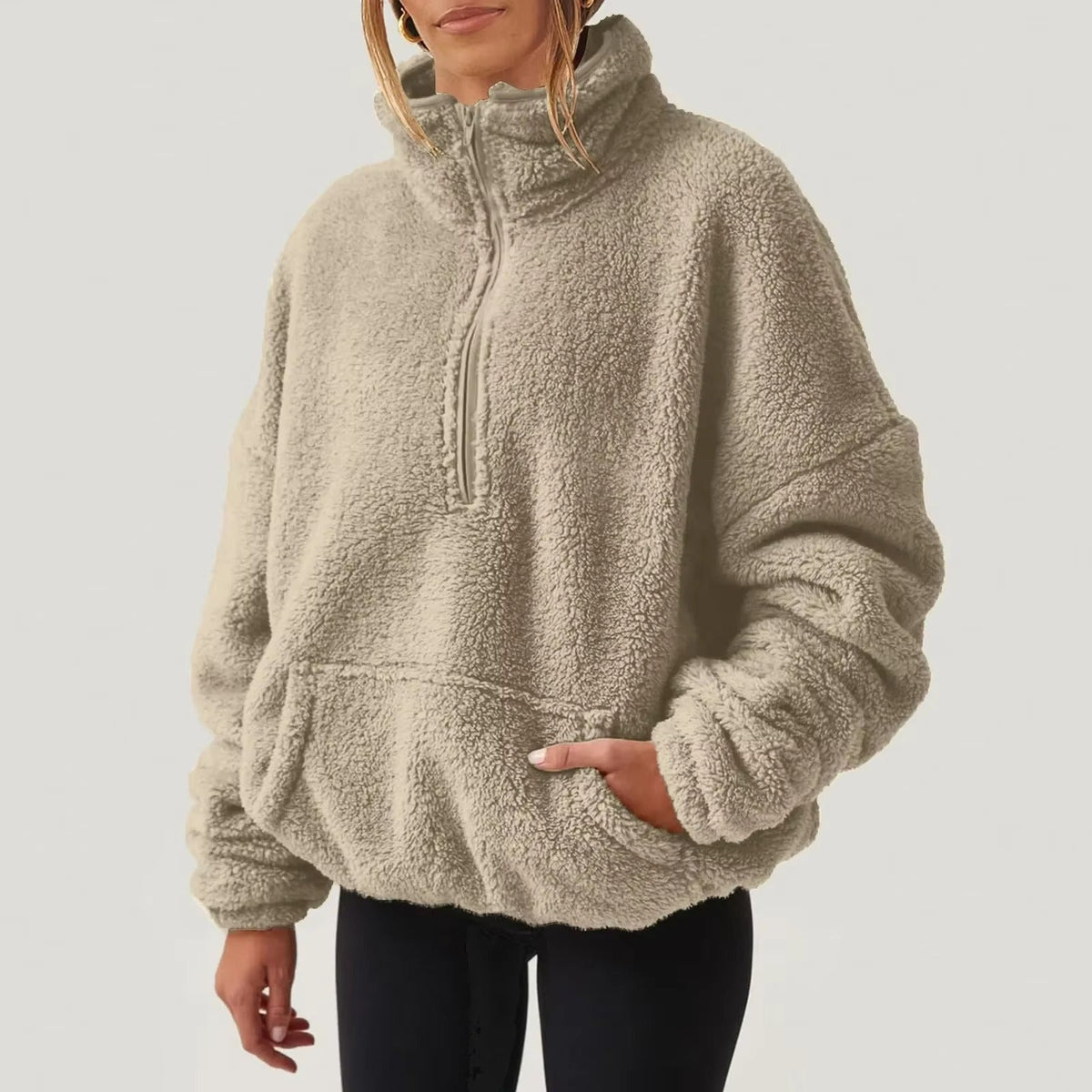 Pull Fleece Luxueux à Col Zippé pour Femmes