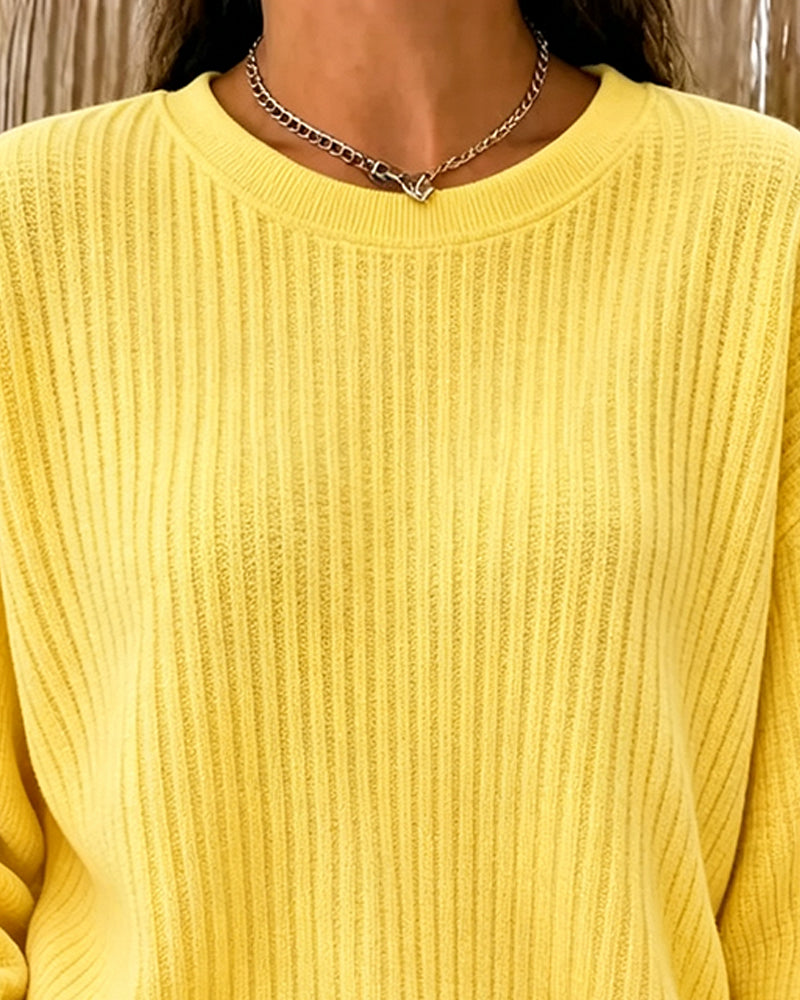 Sweatshirt Décontracté Unie Manche Longue