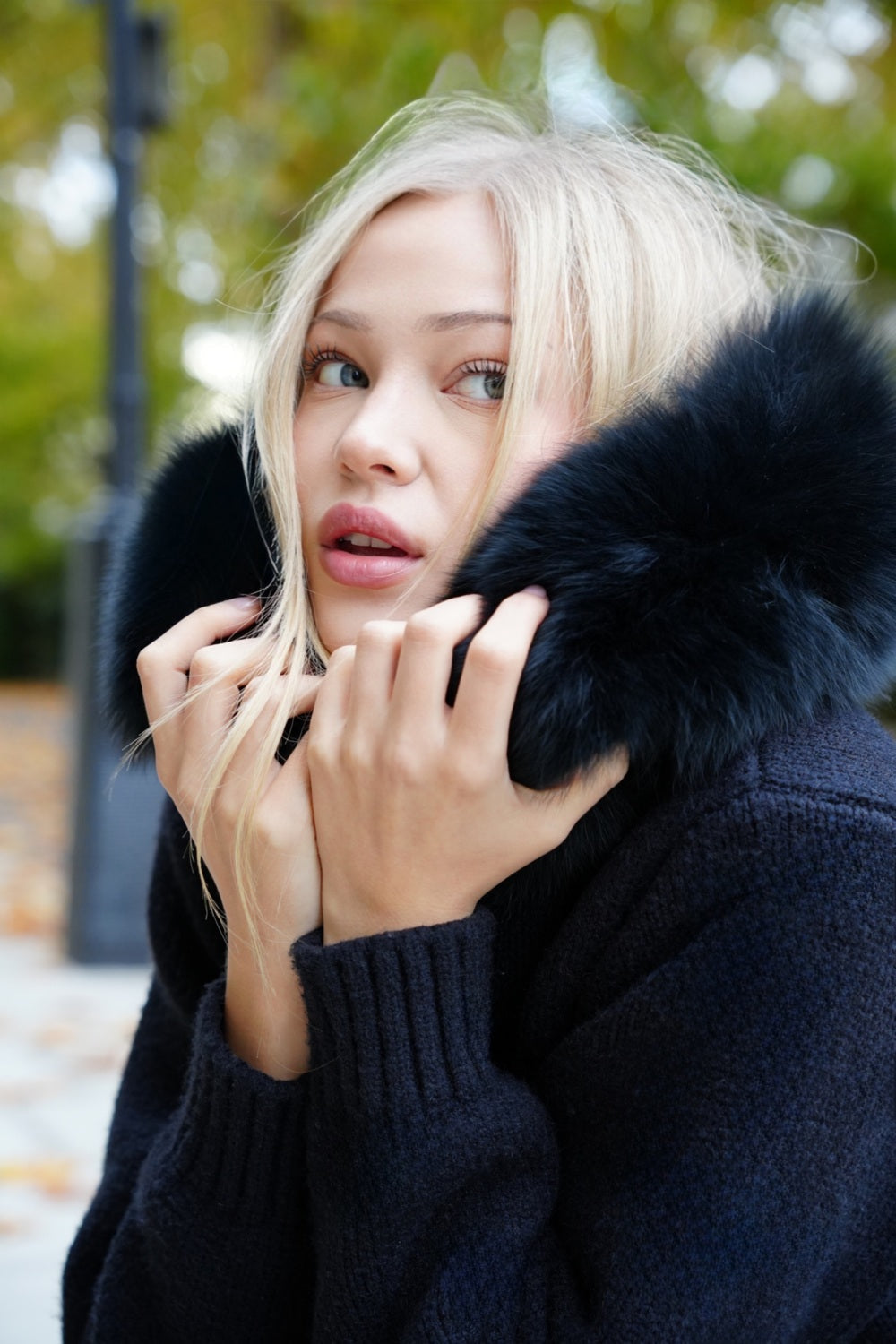 Aubri | Veste Tricotée à Capuche en Fourrure Synthétique pour Femmes