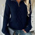 Joanne - Pull élégant en tricot à torsades avec demi-zip