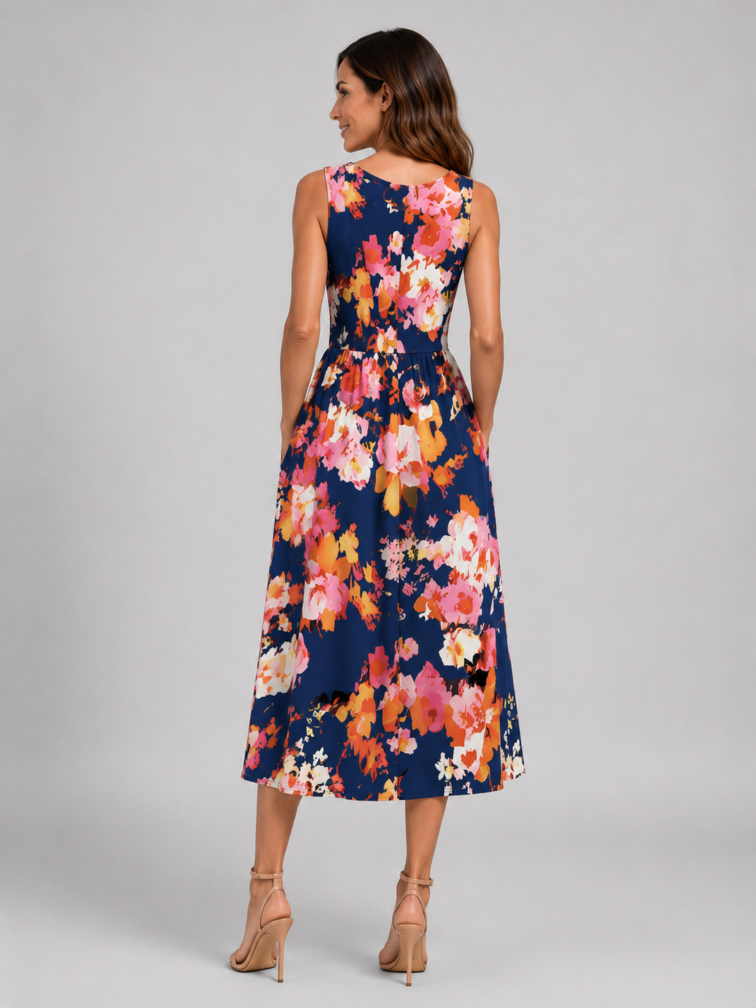 Franica | Robe maxi boho avec motif de feuilles tropicales