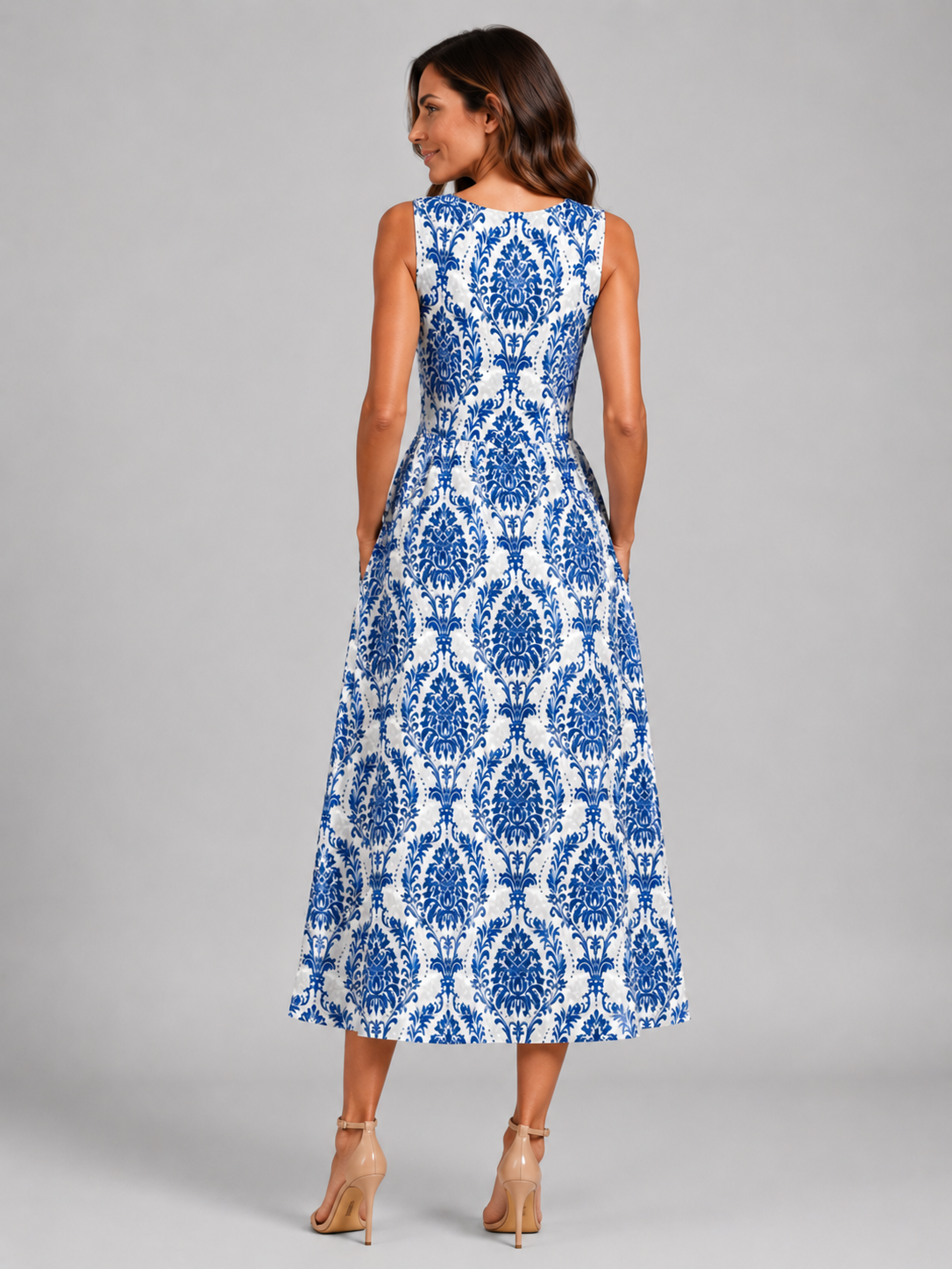 Franica | Robe maxi boho avec motif de feuilles tropicales