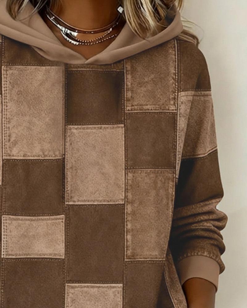 Hoodie à carreaux à manches longues