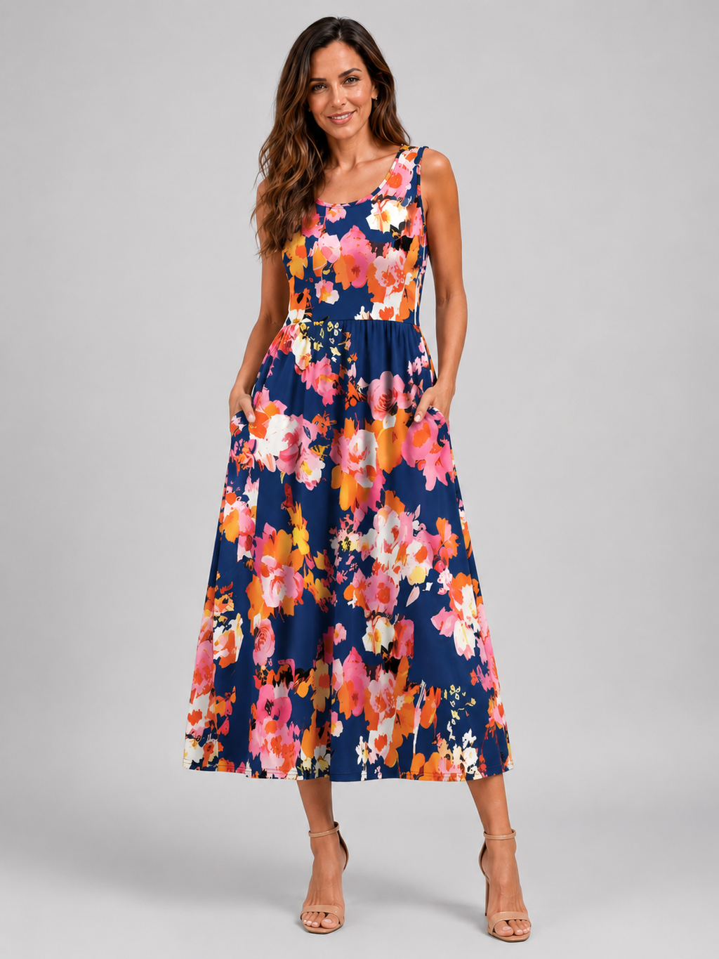 Franica | Robe maxi boho avec motif de feuilles tropicales