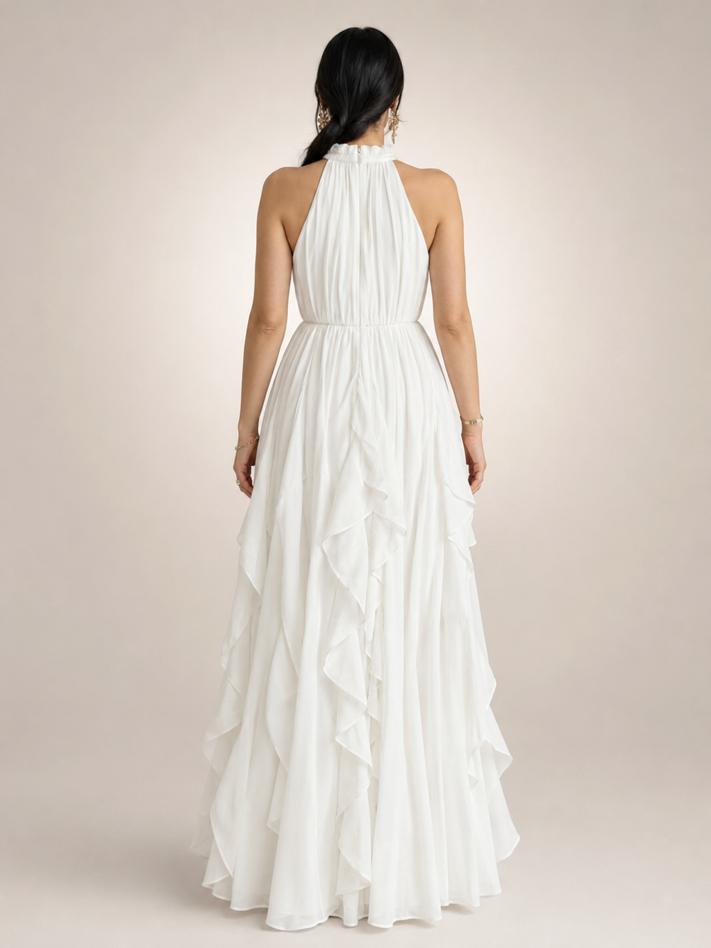 Christae | Robe longue à dos nu avec détails en volants